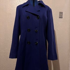 Anne Klein Double-Breasted Navy Trench Coat